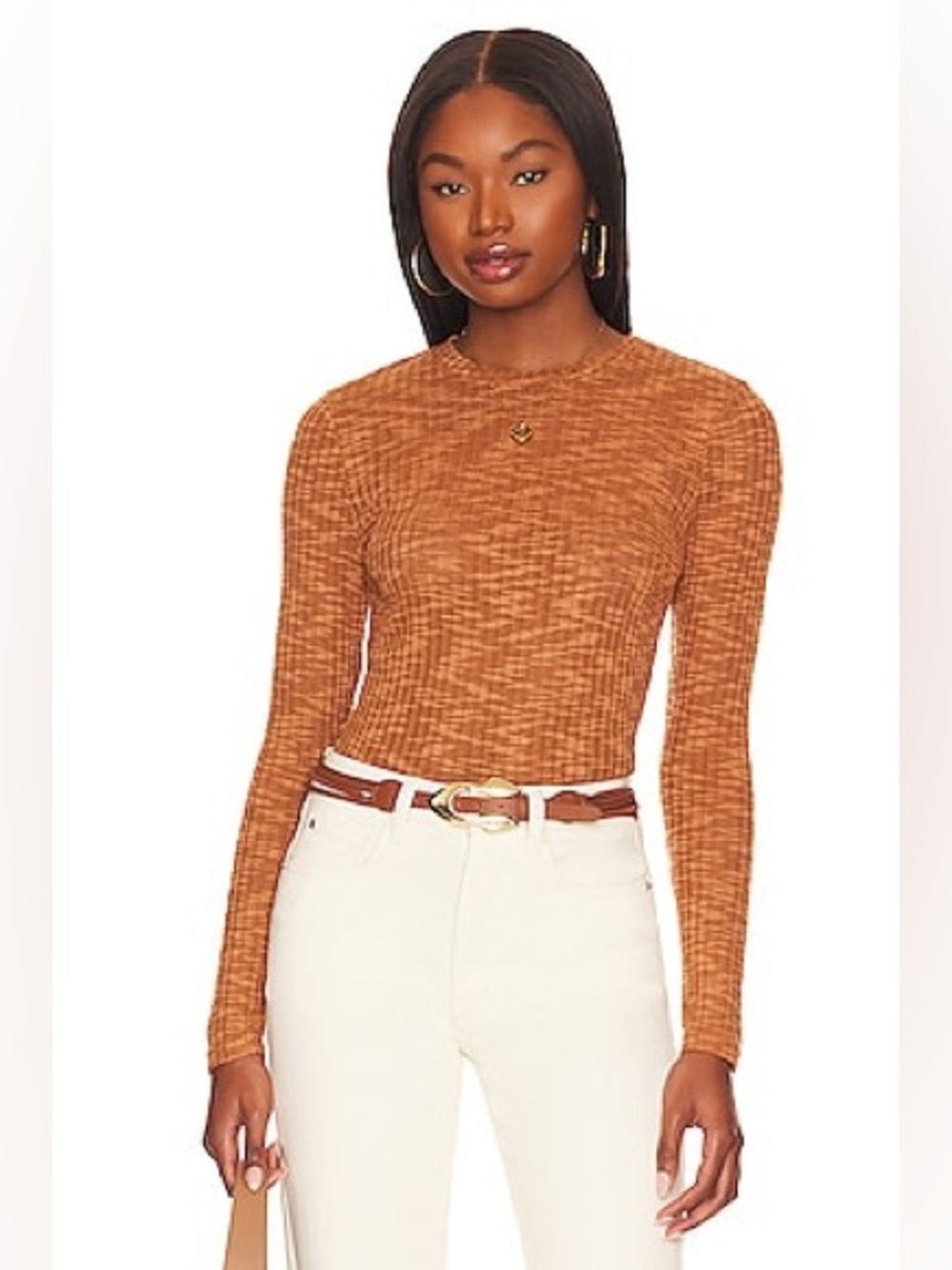Free People Aura Layering Top in Maple Coffee